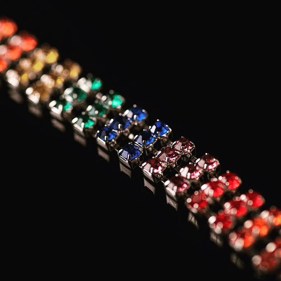 Rainbow Rhinestone Bra Straps - Picture 6 of 6